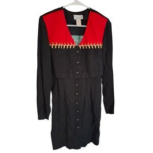 Vintage SCARLETT 90s Faux Vest Dress Sz 7/8 Button Front Y2K